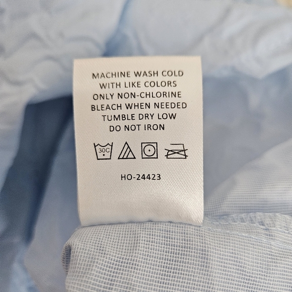 Mud Pie Barbara Tiered Shift Dress Blue Floral Jacquard Puff Short Sleeve Small - Picture 8 of 8